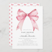 Roze Bow Modern Coquette Meisje Baby shower Kaart (Voorkant / Achterkant)