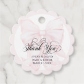 Roze Bow Modern Elegant Meisje Baby shower Bedankjes Labels (Voorkant)