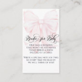 Roze Bow Modern Elegant Meisje Baby shower Boeken Informatiekaartje (Voorkant)