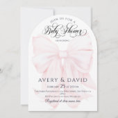 Roze Bow Modern Elegant Meisje Baby shower Kaart (Voorkant)