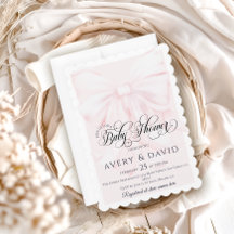 Roze Bow Modern Elegant Meisje Baby shower