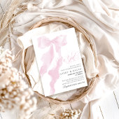 Roze Bow Modern Elegant Meisje Baby shower Kaart
