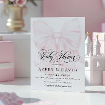 Roze Bow Modern Elegant Meisje Baby shower