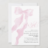 Roze Bow Modern Elegant Meisje Baby shower Kaart (Voorkant)