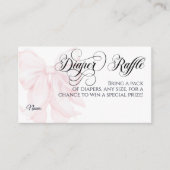 Roze Bow Modern Elegant Meisje Baby shower Luier Informatiekaartje (Voorkant)