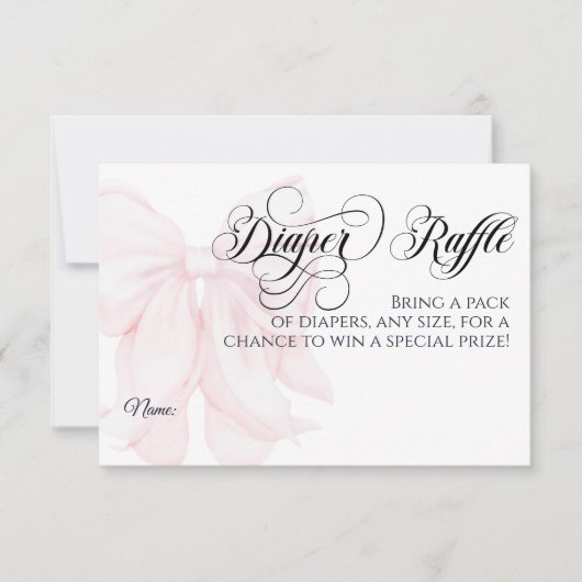 Roze Bow Modern Elegant Meisje Baby shower Luier Kaart (Voorkant)