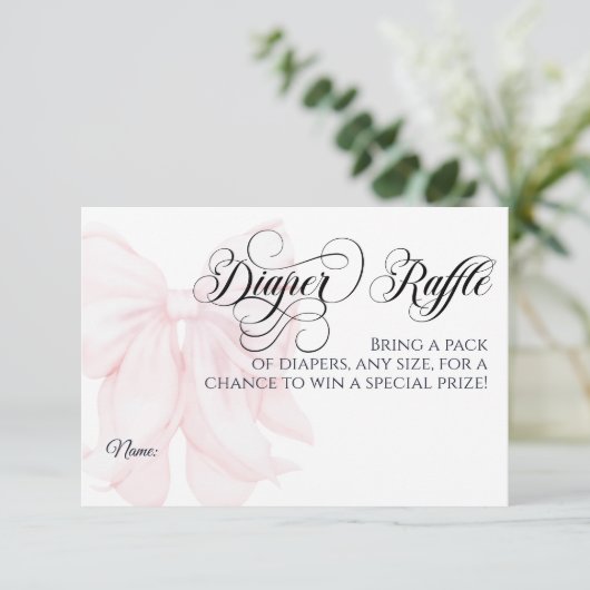 Roze Bow Modern Elegant Meisje Baby shower Luier Kaart (Staand voorkant)