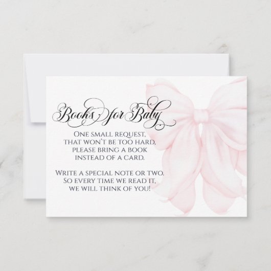 Roze Bow Modern Elegant Meisje Baby shower Luier Kaart (Achterkant)