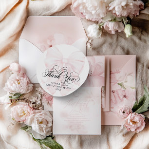 Roze Bow Modern Elegant Meisje Baby shower Ronde Sticker