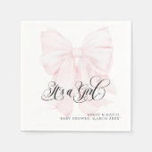 Roze Bow Modern Elegant Meisje Baby shower Servet (Voorkant)