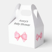 Roze Bow Modern Meisje Baby shower Bedankdoosjes (Voorkant Zijde)