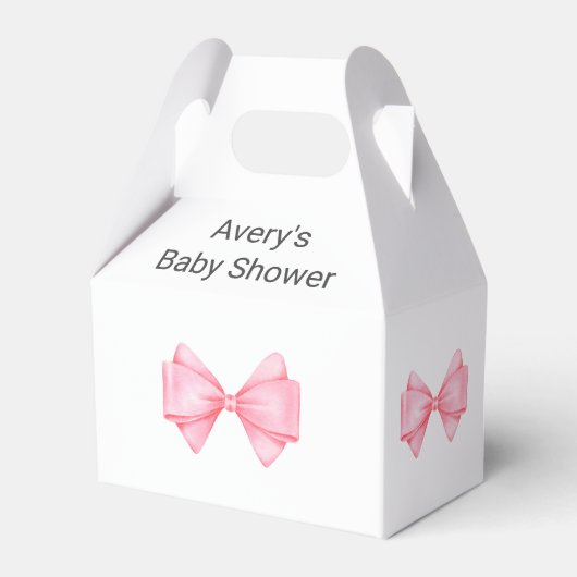 Roze Bow Modern Meisje Baby shower Bedankdoosjes (Voorkant Zijde)