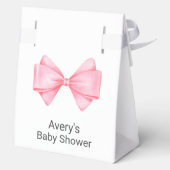 Roze Bow Modern Meisje Baby shower Bedankdoosjes (Achterkant)