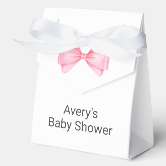 Roze Bow Modern Meisje Baby shower Bedankdoosjes (Voorkant)