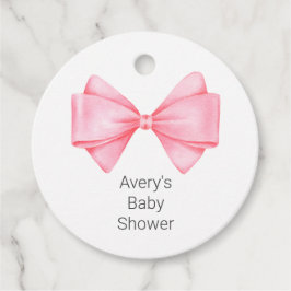 Roze Bow Modern Meisje Baby shower Bedankjes Labels
