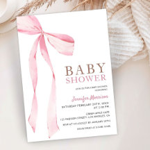 Roze Bow Modern Meisje Baby shower Invitation