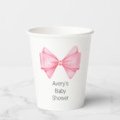 Roze Bow Modern Meisje Baby shower Papieren Bekers (Achterkant)