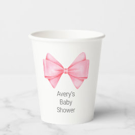 Roze Bow Modern Meisje Baby shower Papieren Bekers