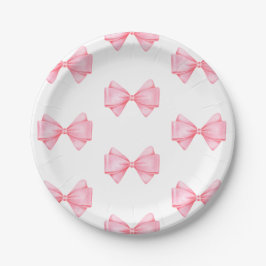 Roze Bow Modern Meisje Baby shower Papieren Bordje