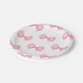 Roze Bow Modern Meisje Baby shower Papieren Bordje (Gekanteld)