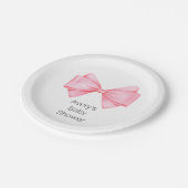 Roze Bow Modern Meisje Baby shower Papieren Bordje (Gekanteld)