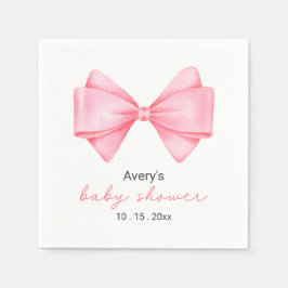 Roze Bow Modern Meisje Baby shower Servetten