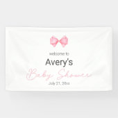 Roze Bow Modern Meisje Baby shower Spandoek (Horizontaal)