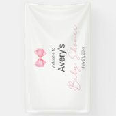 Roze Bow Modern Meisje Baby shower Spandoek (Verticaal)