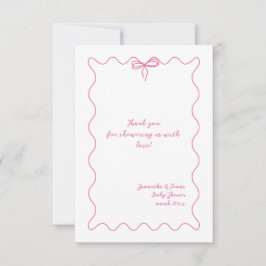 Roze Bow Modern Minimalistisch Meisje Baby shower Bedankkaart