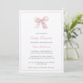 Roze Bow Modern Minimalistisch Meisje Baby shower Kaart (Staand voorkant)