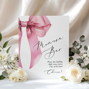 Roze Bow Momosa bar Coquette Baby shower Poster