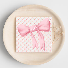Roze Bow Monogram Harten Servet