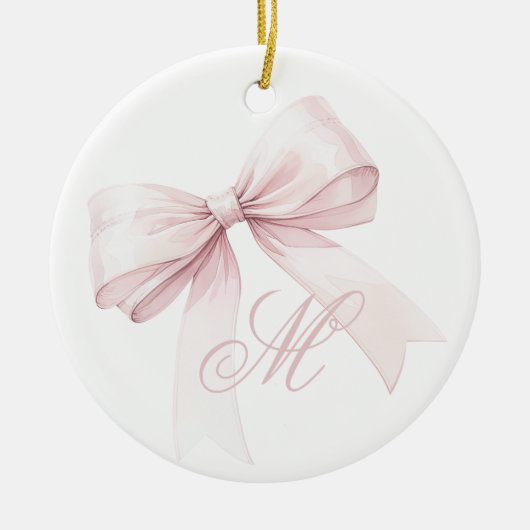 Roze Bow Monogram Kerst Ornament (Voorkant)