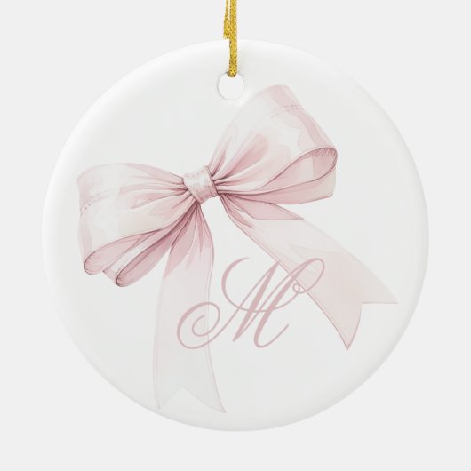 Roze Bow Monogram Kerst Ornament (Achterkant)