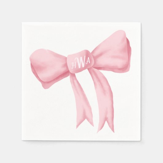 Roze Bow Monogram Preppy servet - Claudia letterty (Voorkant)