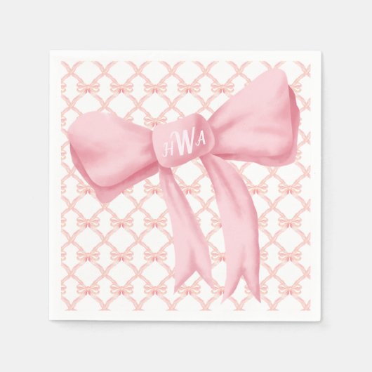 Roze Bow Monogram servet (Voorkant)