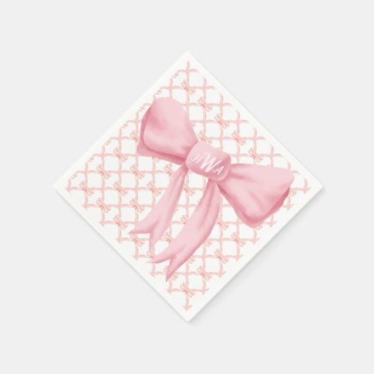 Roze Bow Monogram servet (Hoek)