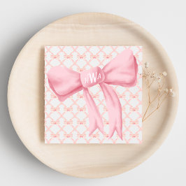 Roze Bow Monogram servet