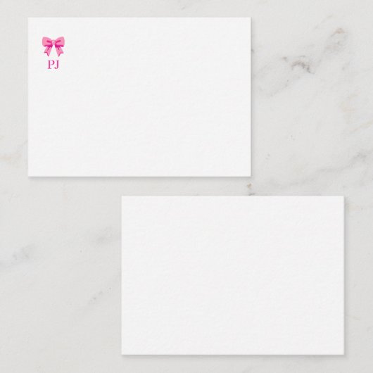 Roze bow notitiekaartje (Voorkant / Achterkant)