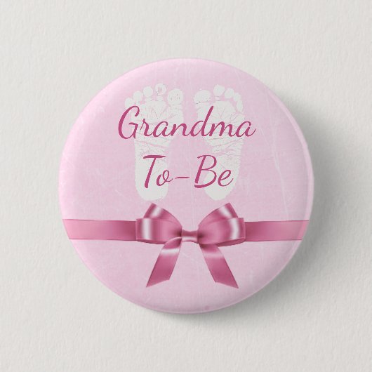 Roze Bow Oma om Baby shower Button (Voorkant)