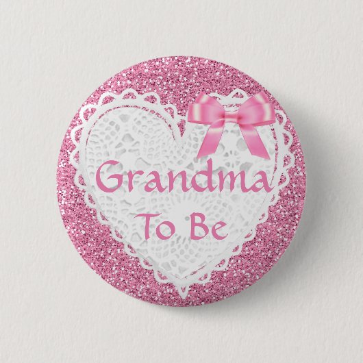 Roze Bow Oma om Baby shower Button (Voorkant)