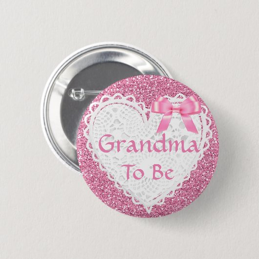 Roze Bow Oma om Baby shower Button (Voorkant /achterkant)