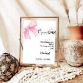 Roze Bow Open Bar Bruiloft Drinken Bar Teken Poster