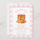 Roze Bow Pannenkoek Baby shower Brunch Kaart (Voorkant)