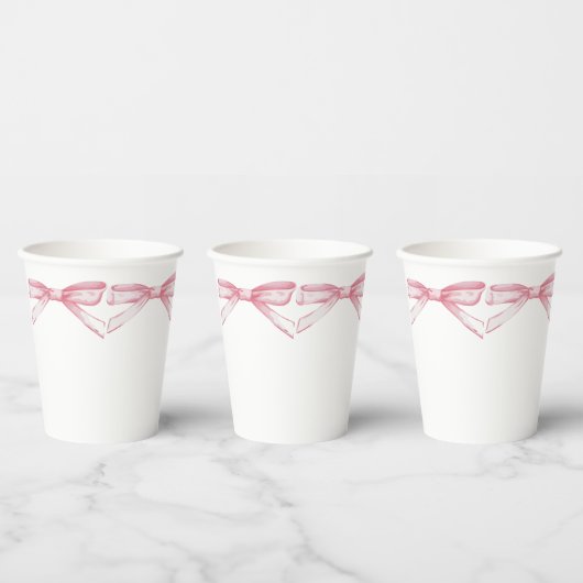 Roze bow papieren bekers (Multi)