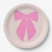 Roze bow papieren bordje (Voorkant)
