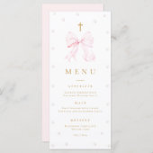 Roze Bow Parels Doop Platte Menu (Voorkant / Achterkant)