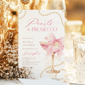 Roze Bow Parels en Prosecco Vrijgezellenfeest Kaart
