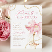 Roze Bow Parels en Prosecco Vrijgezellenfeest Kaart
