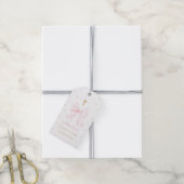 Roze Bow Parels Meisje Doop Cadeaulabel (Met Touw)